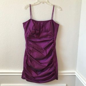 S. L. Fashions Metallic Purple Ruched Panel Dress Size 14